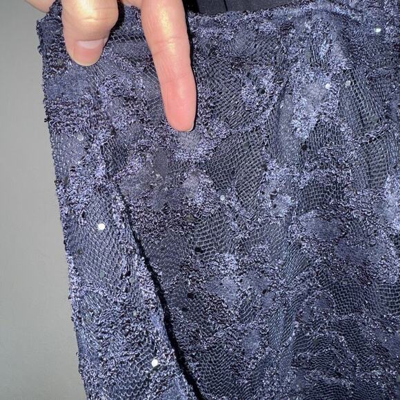 VINTAGE Wet Seal Sequin Lace Mini Dress Womans M Dark Blue Sleeveless Open Back - Picture 4 of 5